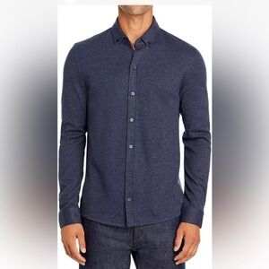 Vince Mens Navy Bird's Eye Slim Fit Button Down Shirt Size M. Old money H